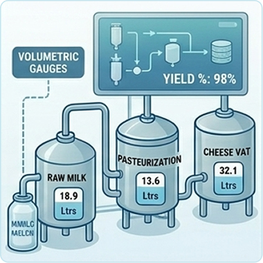 Processing raw milk into multiple finished products with precise yield tracking
