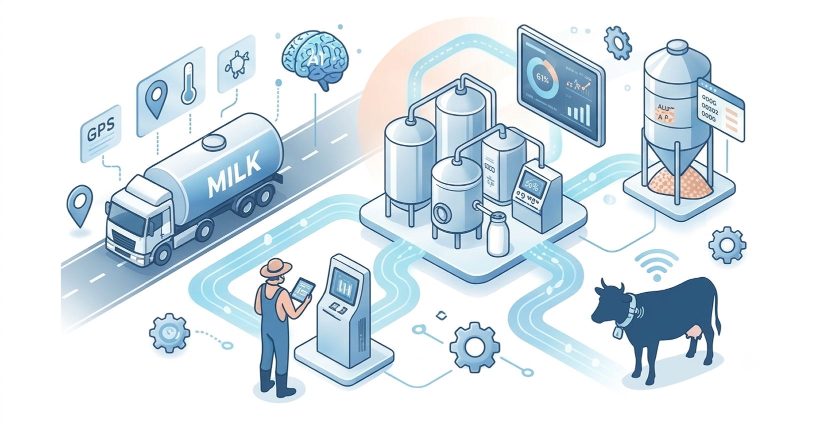 End-to-end dairy management software connecting milk procurement, plant processing, distribution and finance