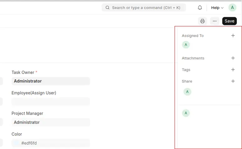 Detail View Sidebar (Right-Aligned)