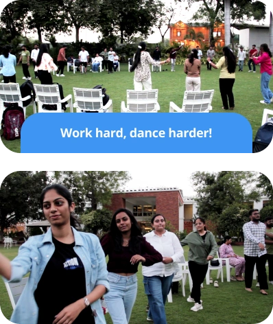 Team bonding through cultural dance during the company retreat