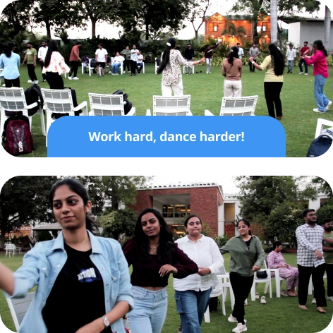 Team bonding through cultural dance during the company retreat