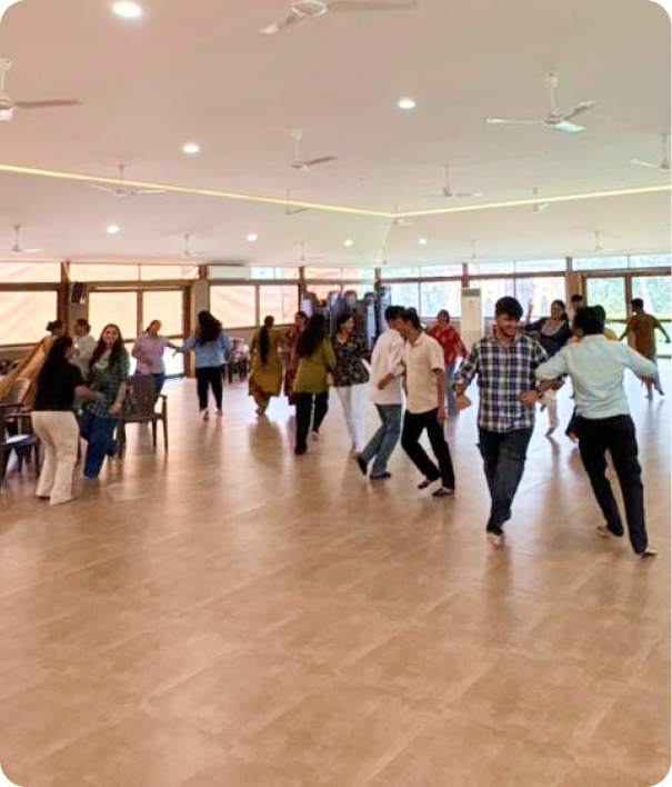 Team members enjoying happiness games